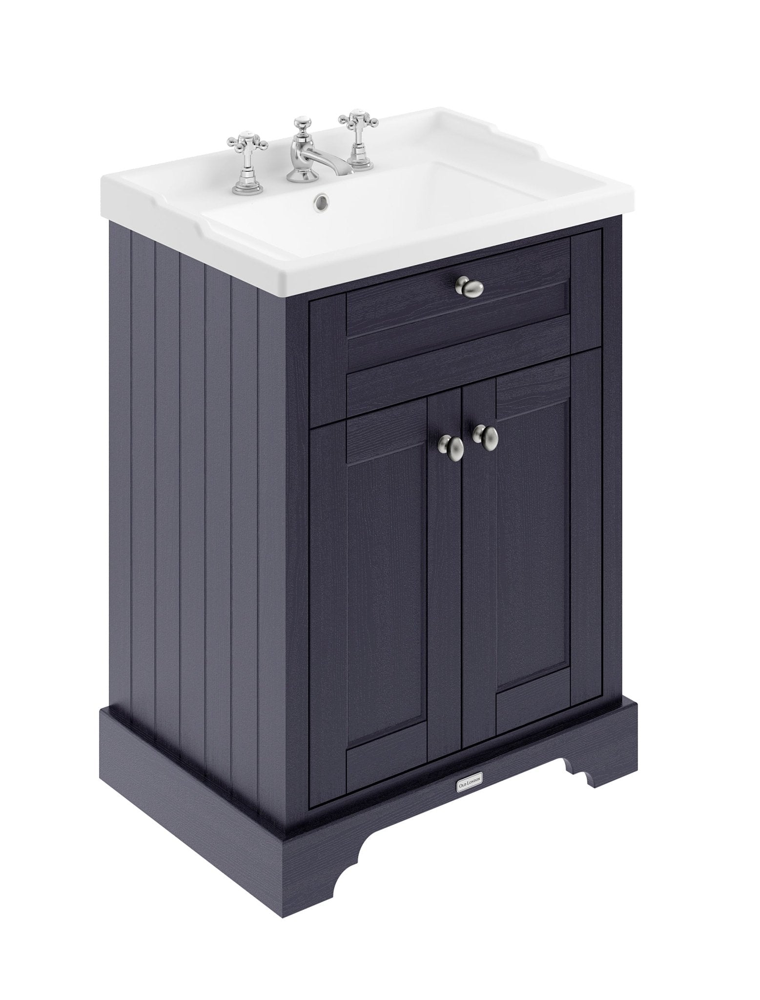 Hudson Reed Old London 600mm Cabinet & Basin (3th) Trad Twilight Blue MDF Vinyl Textured Woodgrain 868x620x470mm - JJ Building Materials