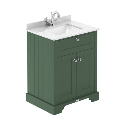 Hudson Reed Old London 600mm Cabinet & Marble Top (1th) Trad Hunter Green MDF Vinyl Smooth Matt 840x651x511mm - JJ Building Materials
