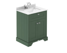 Hudson Reed Old London 600mm Cabinet & Marble Top (1th) Trad Hunter Green MDF Vinyl Smooth Matt 840x651x511mm - JJ Building Materials