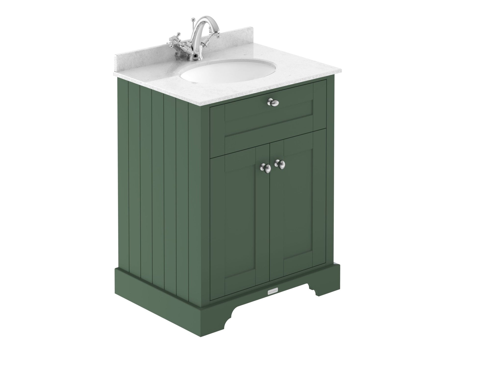 Hudson Reed Old London 600mm Cabinet & Marble Top (1th) Trad Hunter Green MDF Vinyl Smooth Matt 886x620x470mm - LOF822 - JJ Building Materials