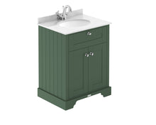 Hudson Reed Old London 600mm Cabinet & Marble Top (1th) Trad Hunter Green MDF Vinyl Smooth Matt 886x620x470mm - LOF822 - JJ Building Materials