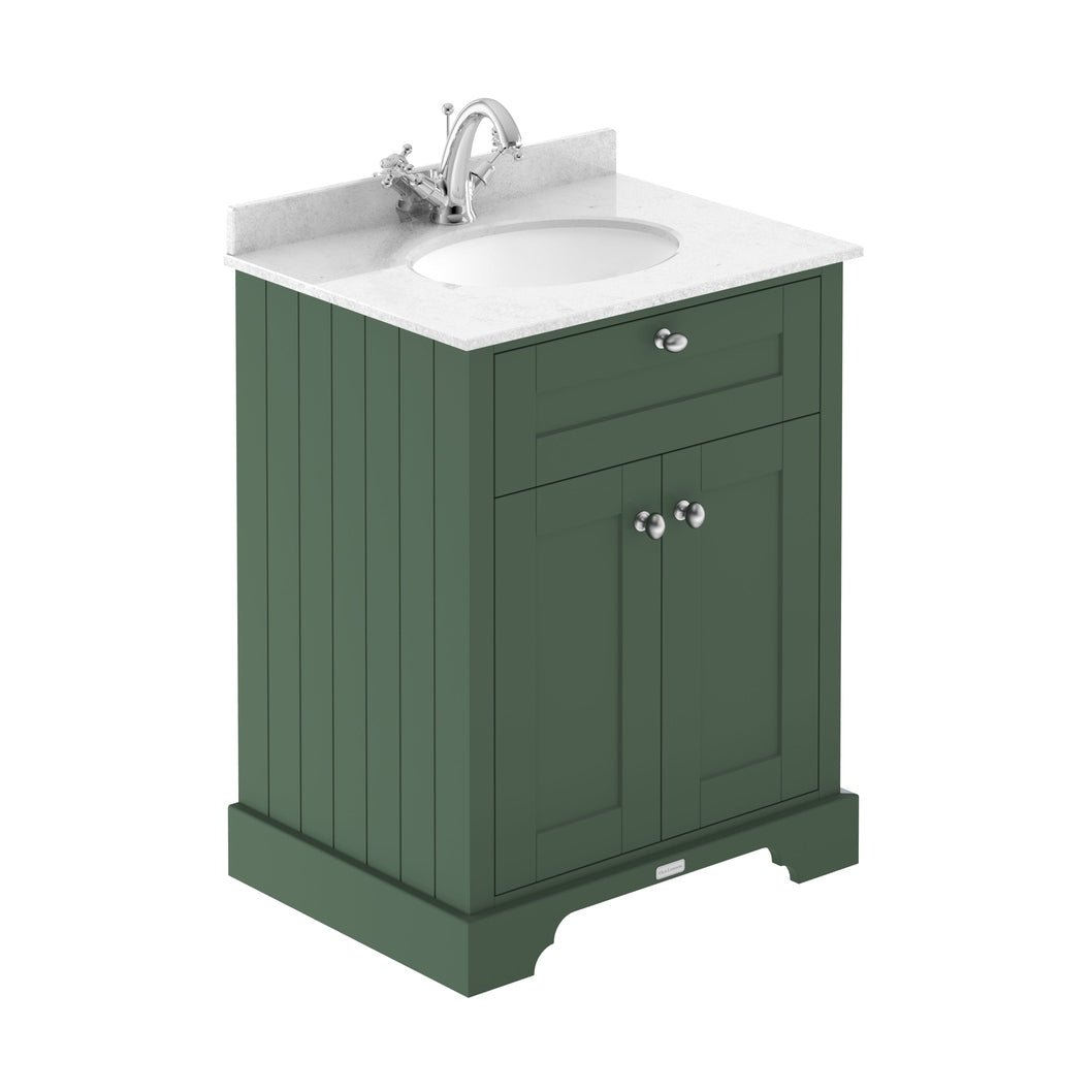 Hudson Reed Old London 600mm Cabinet & Marble Top (1th) Trad Hunter Green MDF Vinyl Smooth Matt 886x620x470mm - LOF822 - JJ Building Materials