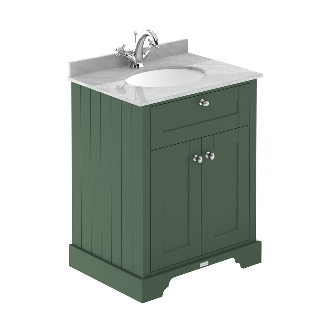 Hudson Reed Old London 600mm Cabinet & Marble Top (1th) Trad Hunter Green MDF Vinyl Smooth Matt 886x620x470mm - LOF823 - JJ Building Materials