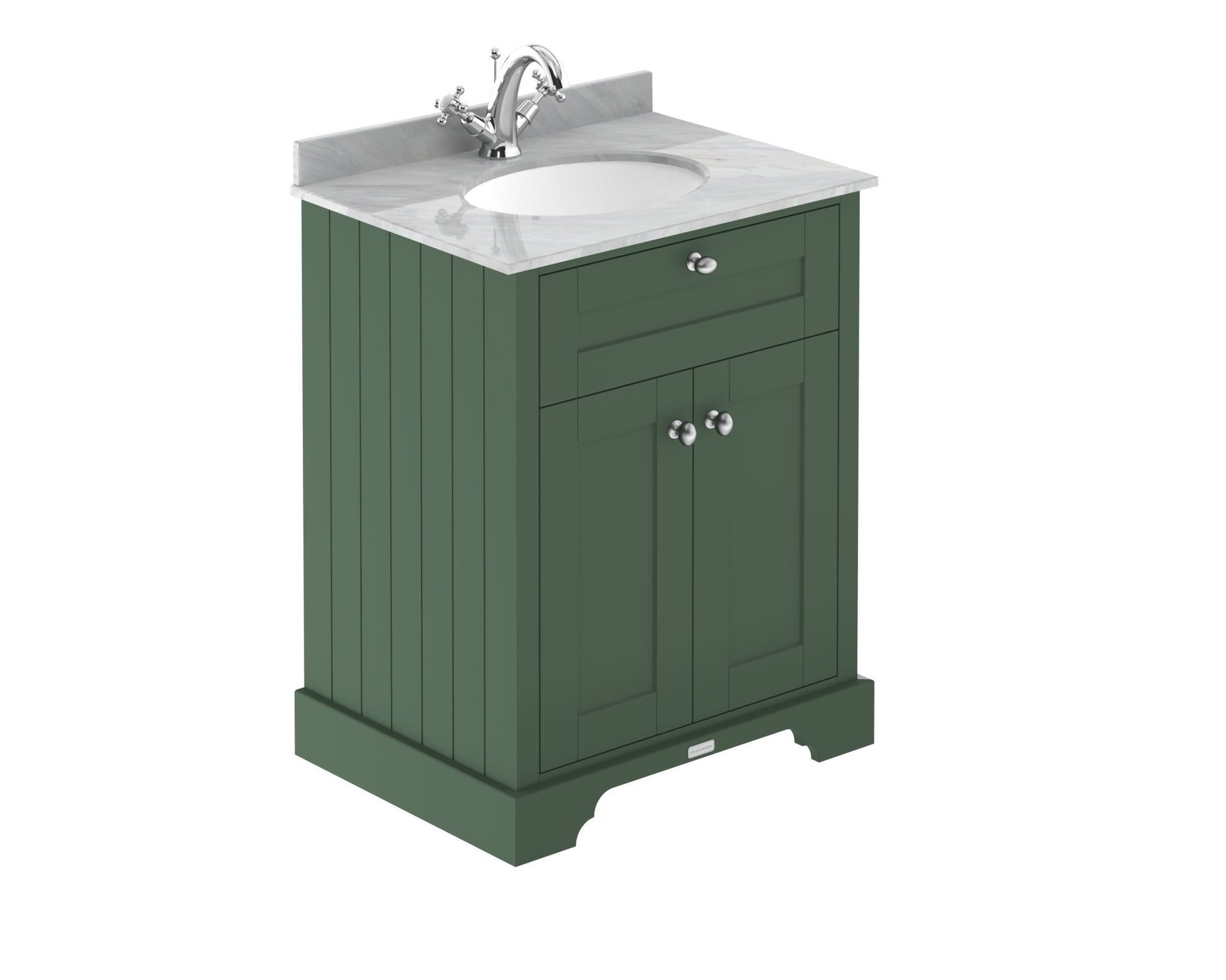 Hudson Reed Old London 600mm Cabinet & Marble Top (1th) Trad Hunter Green MDF Vinyl Smooth Matt 886x620x470mm - LOF823 - JJ Building Materials