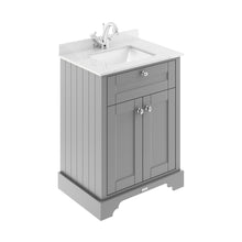 Hudson Reed Old London 600mm Cabinet & Marble Top (1th) Trad Storm Grey MDF Vinyl Textured Woodgrain 845x660x505mm - JJ Building Materials