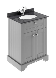Hudson Reed Old London 600mm Cabinet & Marble Top (1th) Trad Storm Grey MDF Vinyl Textured Woodgrain 886x620x470mm - LOF221 - JJ Building Materials