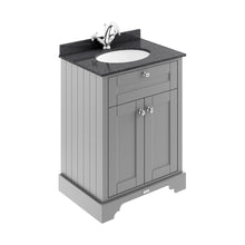 Hudson Reed Old London 600mm Cabinet & Marble Top (1th) Trad Storm Grey MDF Vinyl Textured Woodgrain 886x620x470mm - LOF221 - JJ Building Materials