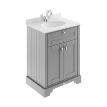 Hudson Reed Old London 600mm Cabinet & Marble Top (1th) Trad Storm Grey MDF Vinyl Textured Woodgrain 886x620x470mm - LOF223 - JJ Building Materials