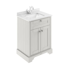 Hudson Reed Old London 600mm Cabinet & Marble Top (1th) Trad Timeless Sand MDF Vinyl Textured Woodgrain 845x660x505mm - JJ Building Materials