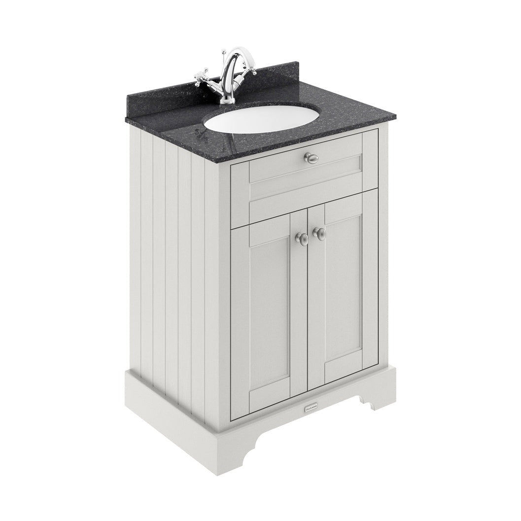 Hudson Reed Old London 600mm Cabinet & Marble Top (1th) Trad Timeless Sand MDF Vinyl Textured Woodgrain 886x620x470mm - LOF421 - JJ Building Materials