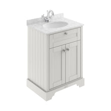 Hudson Reed Old London 600mm Cabinet & Marble Top (1th) Trad Timeless Sand MDF Vinyl Textured Woodgrain 886x620x470mm - LOF423 - JJ Building Materials