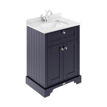 Hudson Reed Old London 600mm Cabinet & Marble Top (1th) Trad Twilight Blue MDF Vinyl Textured Woodgrain 845x660x505mm - JJ Building Materials