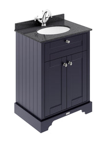 Hudson Reed Old London 600mm Cabinet & Marble Top (1th) Trad Twilight Blue MDF Vinyl Textured Woodgrain 886x620x470mm - LOF321 - JJ Building Materials