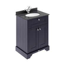 Hudson Reed Old London 600mm Cabinet & Marble Top (1th) Trad Twilight Blue MDF Vinyl Textured Woodgrain 886x620x470mm - LOF321 - JJ Building Materials