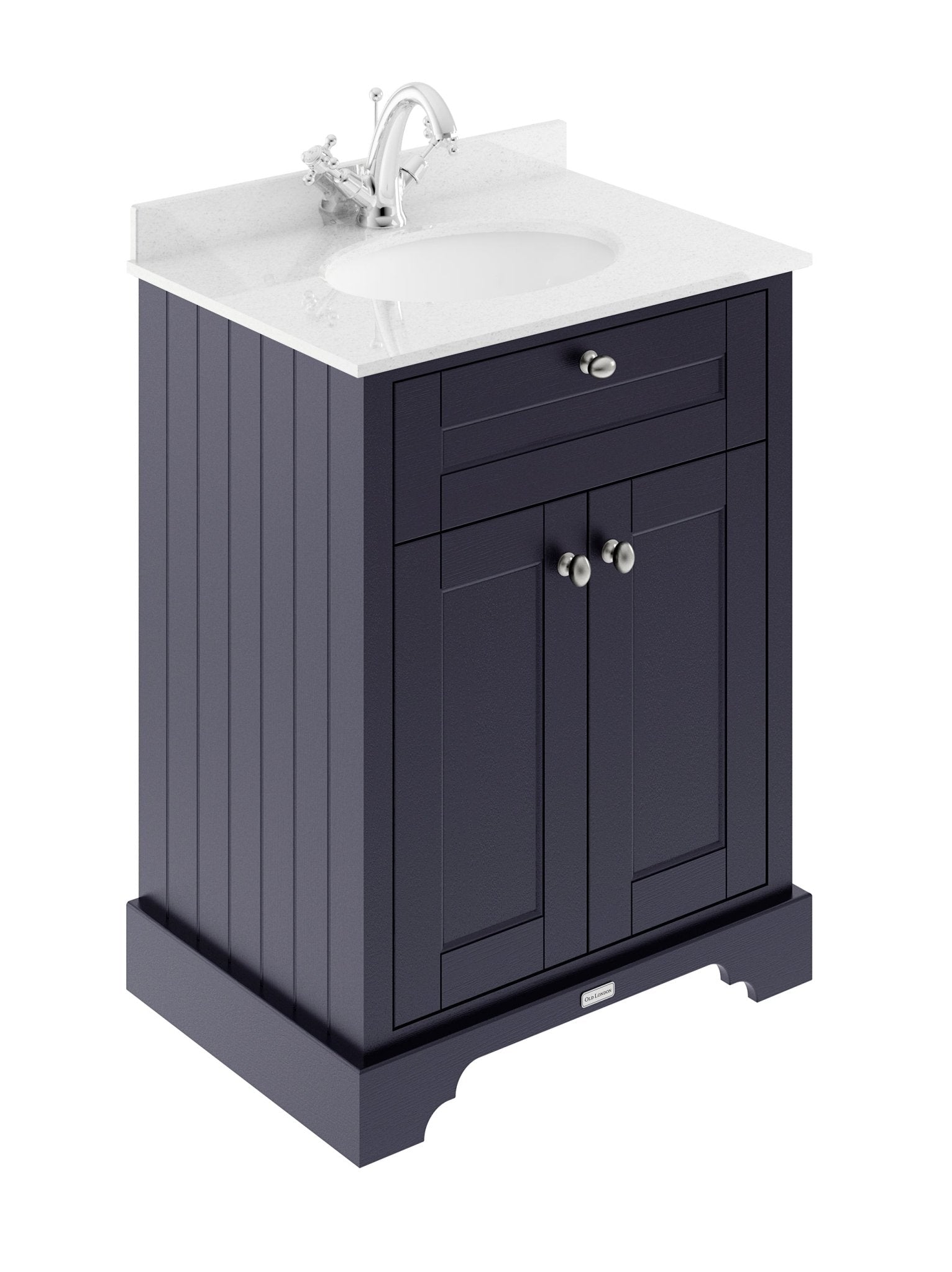 Hudson Reed Old London 600mm Cabinet & Marble Top (1th) Trad Twilight Blue MDF Vinyl Textured Woodgrain 886x620x470mm - LOF322 - JJ Building Materials