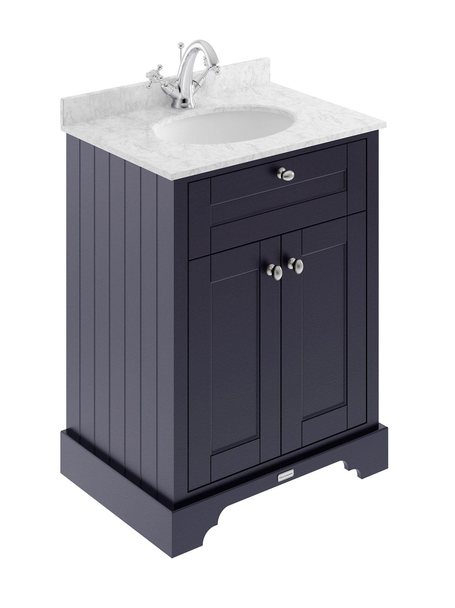 Hudson Reed Old London 600mm Cabinet & Marble Top (1th) Trad Twilight Blue MDF Vinyl Textured Woodgrain 886x620x470mm - LOF323 - JJ Building Materials