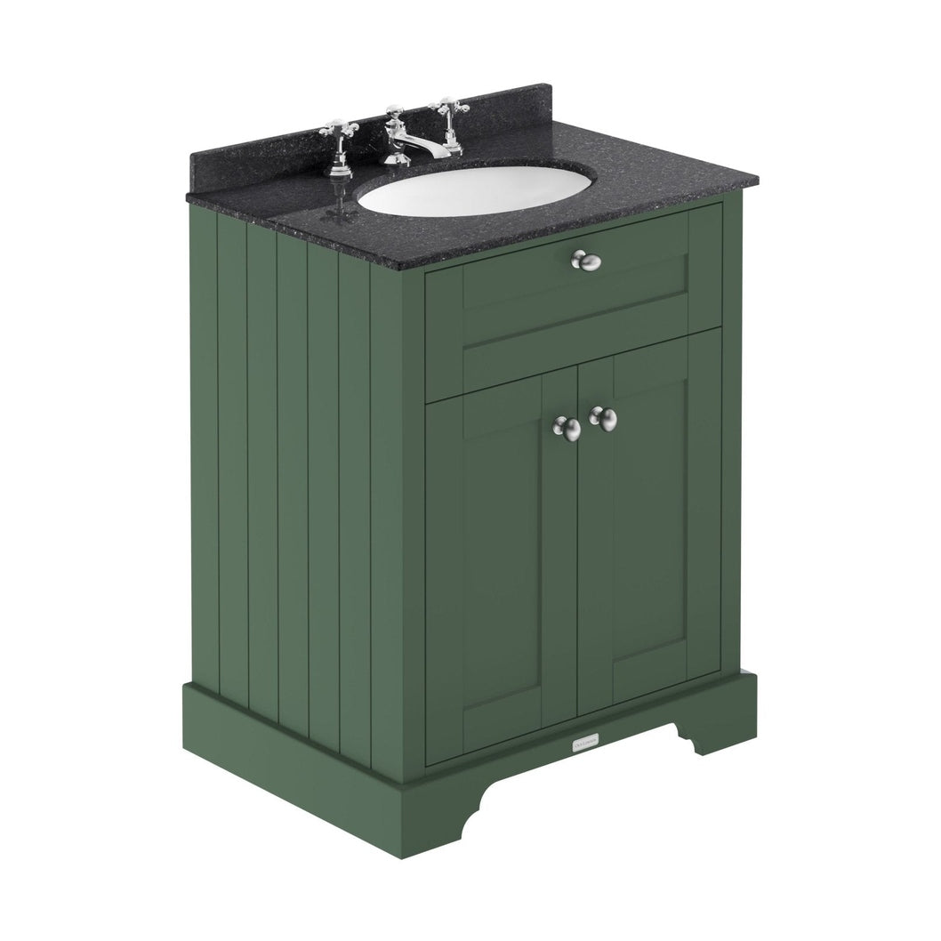 Hudson Reed Old London 600mm Cabinet & Marble Top (3th) Trad Hunter Green MDF Vinyl Smooth Matt 886x620x470mm - LOF824 - JJ Building Materials
