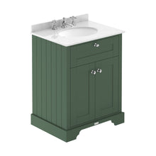 Hudson Reed Old London 600mm Cabinet & Marble Top (3th) Trad Hunter Green MDF Vinyl Smooth Matt 886x620x470mm - LOF825 - JJ Building Materials