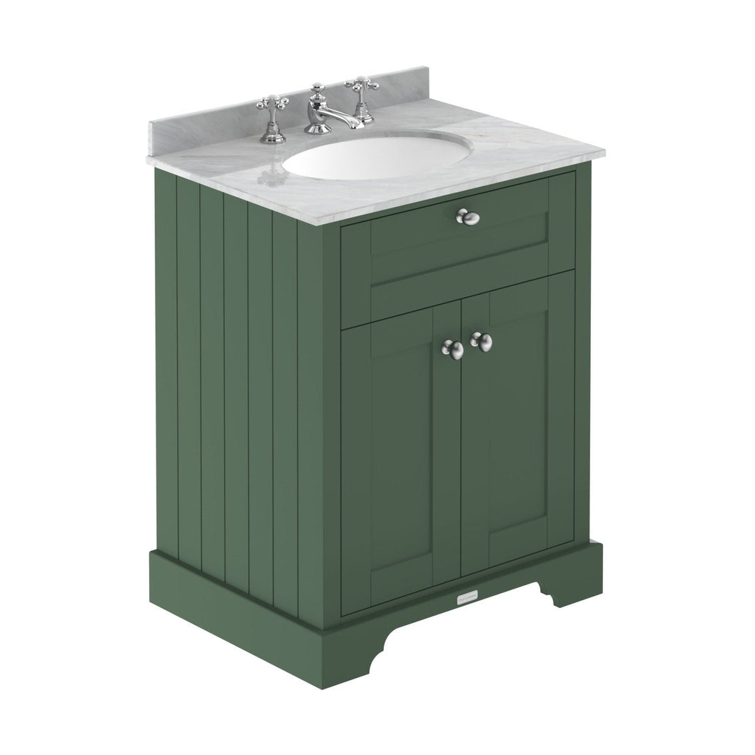 Hudson Reed Old London 600mm Cabinet & Marble Top (3th) Trad Hunter Green MDF Vinyl Smooth Matt 886x620x470mm - LOF826 - JJ Building Materials