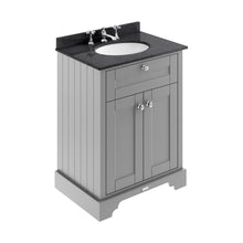 Hudson Reed Old London 600mm Cabinet & Marble Top (3th) Trad Storm Grey MDF Vinyl Textured Woodgrain 886x620x470mm - LOF224 - JJ Building Materials