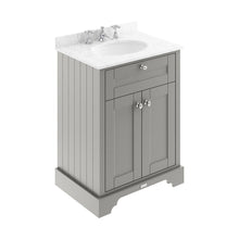 Hudson Reed Old London 600mm Cabinet & Marble Top (3th) Trad Storm Grey MDF Vinyl Textured Woodgrain 886x620x470mm - LOF226 - JJ Building Materials