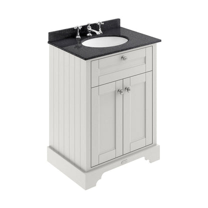 Hudson Reed Old London 600mm Cabinet & Marble Top (3th) Trad Timeless Sand MDF Vinyl Textured Woodgrain 886x620x470mm - LOF424 - JJ Building Materials