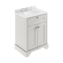 Hudson Reed Old London 600mm Cabinet & Marble Top (3th) Trad Timeless Sand MDF Vinyl Textured Woodgrain 886x620x470mm - LOF425 - JJ Building Materials