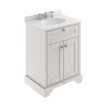 Hudson Reed Old London 600mm Cabinet & Marble Top (3th) Trad Timeless Sand MDF Vinyl Textured Woodgrain 886x620x470mm - LOF426 - JJ Building Materials
