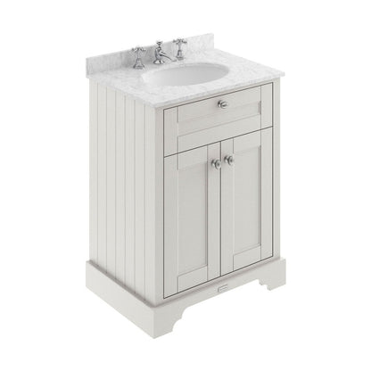 Hudson Reed Old London 600mm Cabinet & Marble Top (3th) Trad Timeless Sand MDF Vinyl Textured Woodgrain 886x620x470mm - LOF426 - JJ Building Materials