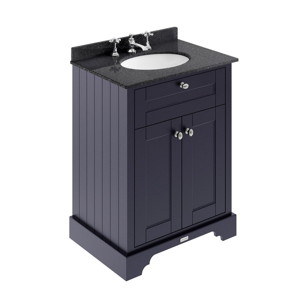 Hudson Reed Old London 600mm Cabinet & Marble Top (3th) Trad Twilight Blue MDF Vinyl Textured Woodgrain 886x620x470mm - LOF324 - JJ Building Materials