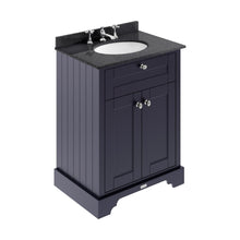 Hudson Reed Old London 600mm Cabinet & Marble Top (3th) Trad Twilight Blue MDF Vinyl Textured Woodgrain 886x620x470mm - LOF324 - JJ Building Materials