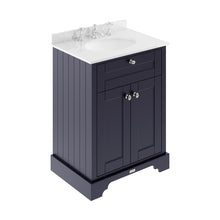 Hudson Reed Old London 600mm Cabinet & Marble Top (3th) Trad Twilight Blue MDF Vinyl Textured Woodgrain 886x620x470mm - LOF325 - JJ Building Materials