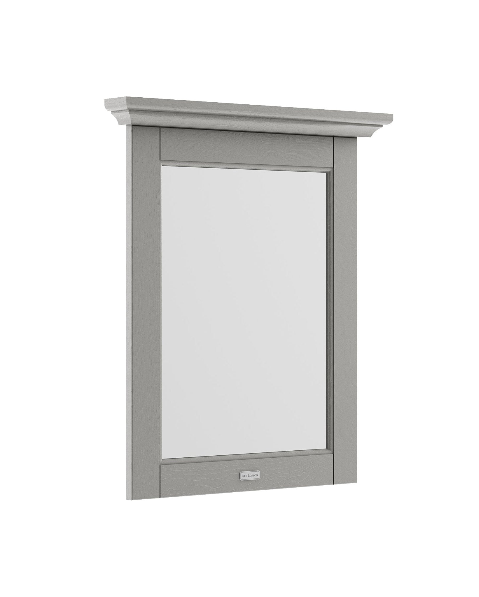 Hudson Reed Old London 600mm Flat Mirror Trad Storm Grey Glass,MDF Vinyl Textured Woodgrain 694x600x68mm - JJ Building Materials