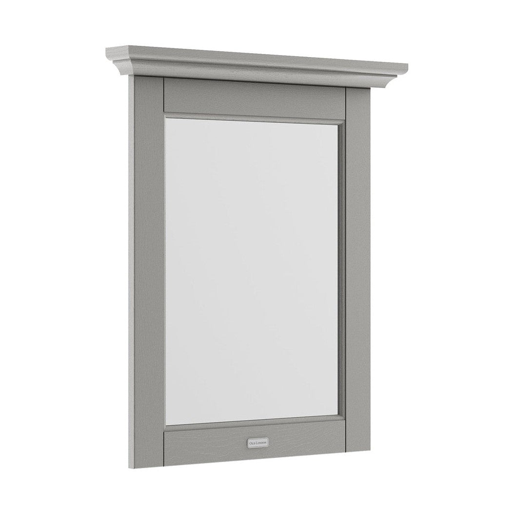 Hudson Reed Old London 600mm Flat Mirror Trad Storm Grey Glass,MDF Vinyl Textured Woodgrain 694x600x68mm - JJ Building Materials