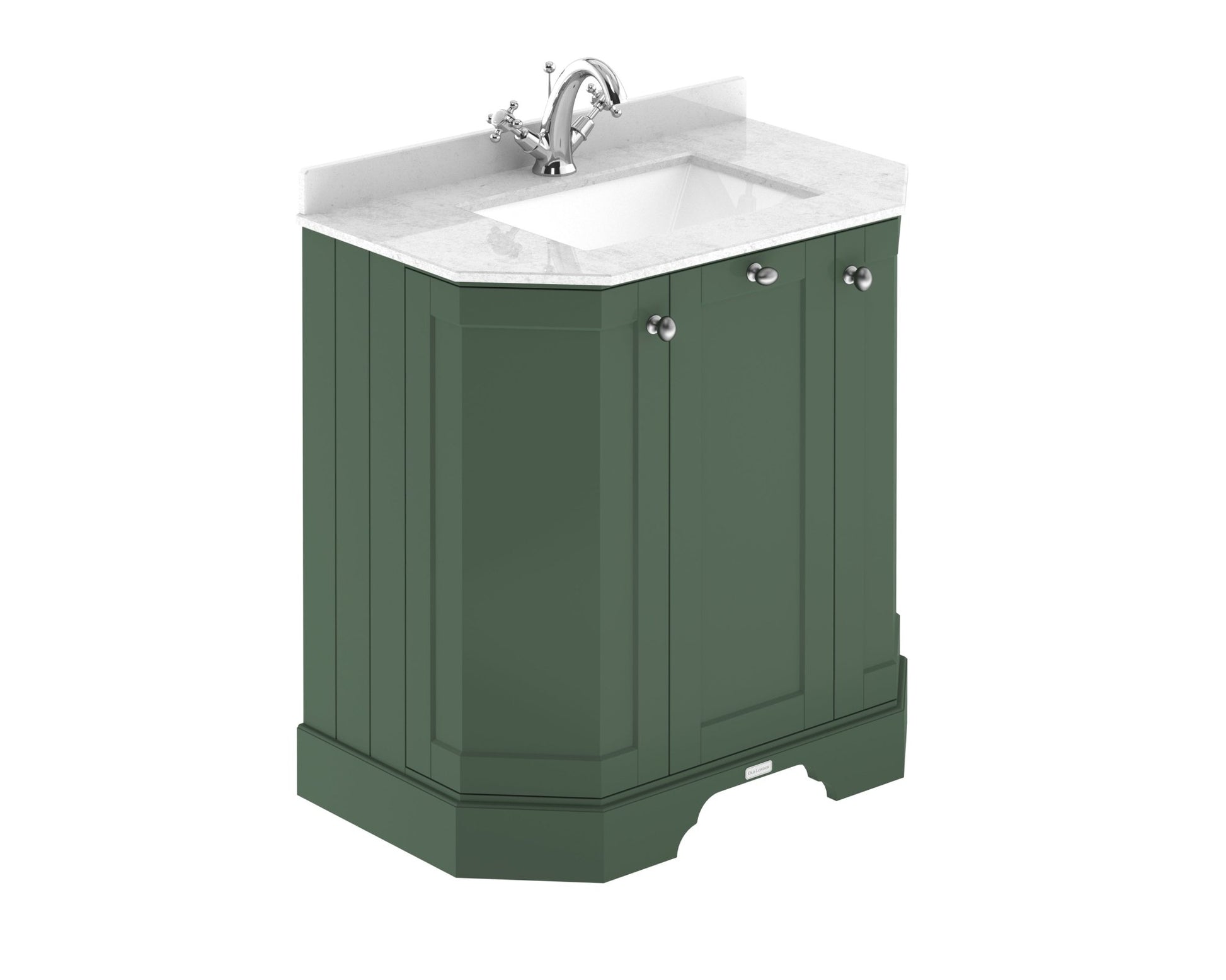 Hudson Reed Old London 750mm 3 - door Angled Unit & Marble Top 1th Trad Hunter Green MDF Vinyl Smooth Matt 888x786x470mm - LOF817 - JJ Building Materials