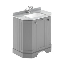 Hudson Reed Old London 750mm 3-door Angled Unit & Marble Top 1th Trad Storm Grey MDF Vinyl Textured Woodgrain 888x786x470mm - LOF216 - JJ Building Materials