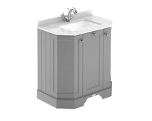 Hudson Reed Old London 750mm 3 - door Angled Unit & Marble Top 1th Trad Storm Grey MDF Vinyl Textured Woodgrain 888x786x470mm - LOF217 - JJ Building Materials