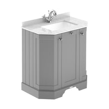 Hudson Reed Old London 750mm 3-door Angled Unit & Marble Top 1th Trad Storm Grey MDF Vinyl Textured Woodgrain 888x786x470mm - LOF217 - JJ Building Materials