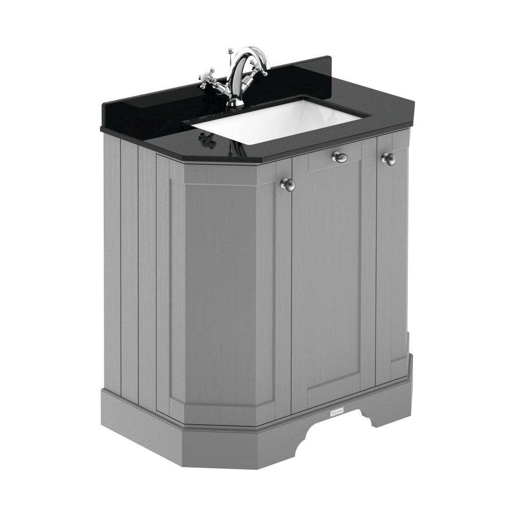 Hudson Reed Old London 750mm 3-door Angled Unit & Marble Top 1th Trad Storm Grey MDF Vinyl Textured Woodgrain 888x786x470mm - LOF218 - JJ Building Materials