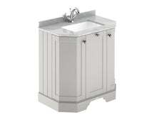 Hudson Reed Old London 750mm 3 - door Angled Unit & Marble Top 1th Trad Timeless Sand MDF Vinyl Textured Woodgrain 888x786x470mm - LOF416 - JJ Building Materials