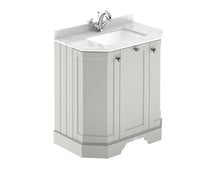 Hudson Reed Old London 750mm 3 - door Angled Unit & Marble Top 1th Trad Timeless Sand MDF Vinyl Textured Woodgrain 888x786x470mm - LOF417 - JJ Building Materials
