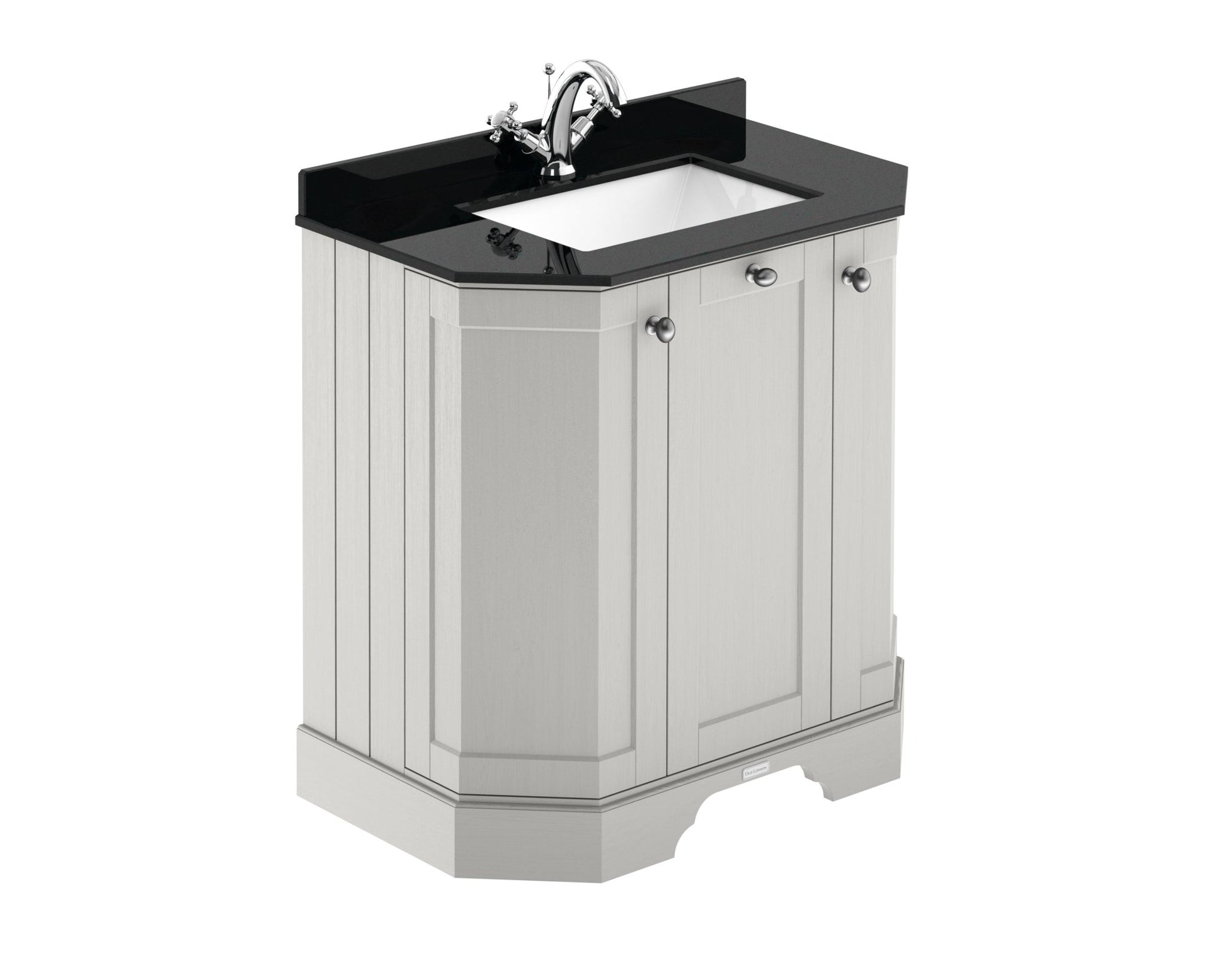 Hudson Reed Old London 750mm 3 - door Angled Unit & Marble Top 1th Trad Timeless Sand MDF Vinyl Textured Woodgrain 888x786x470mm - LOF418 - JJ Building Materials