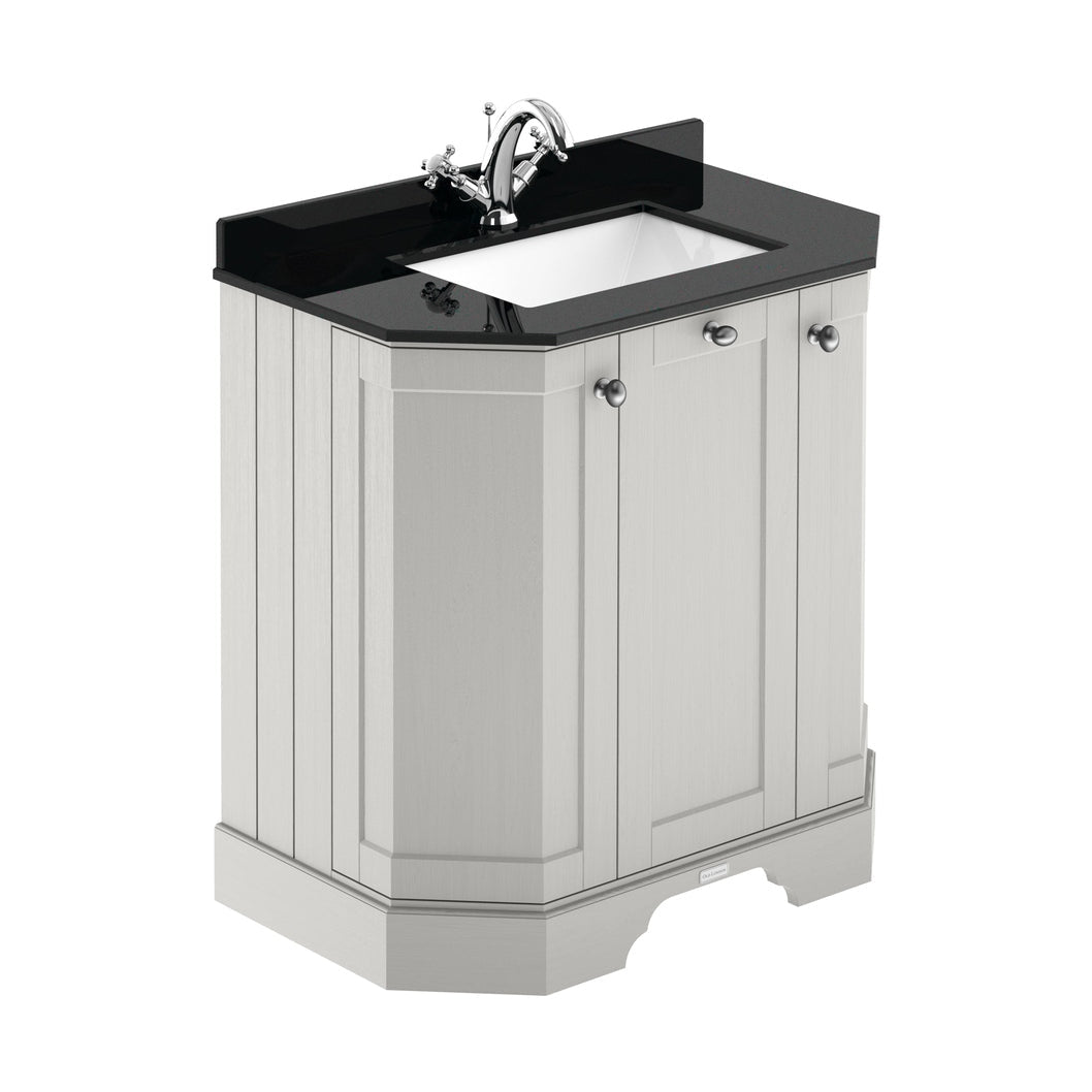 Hudson Reed Old London 750mm 3-door Angled Unit & Marble Top 1th Trad Timeless Sand MDF Vinyl Textured Woodgrain 888x786x470mm - LOF418 - JJ Building Materials