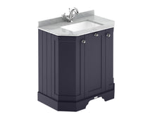 Hudson Reed Old London 750mm 3 - door Angled Unit & Marble Top 1th Trad Twilight Blue MDF Vinyl Textured Woodgrain 888x786x470mm - LOF316 - JJ Building Materials
