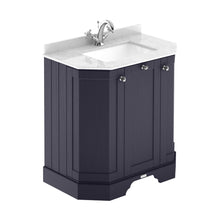 Hudson Reed Old London 750mm 3-door Angled Unit & Marble Top 1th Trad Twilight Blue MDF Vinyl Textured Woodgrain 888x786x470mm - LOF317 - JJ Building Materials