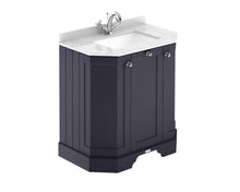 Hudson Reed Old London 750mm 3 - door Angled Unit & Marble Top 1th Trad Twilight Blue MDF Vinyl Textured Woodgrain 888x786x470mm - LOF317 - JJ Building Materials
