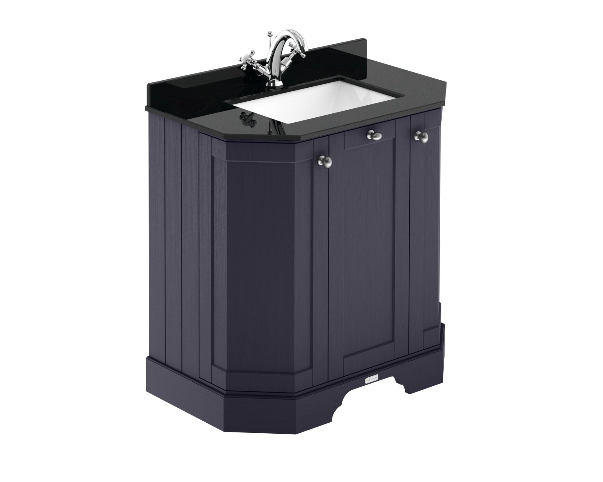 Hudson Reed Old London 750mm 3 - door Angled Unit & Marble Top 1th Trad Twilight Blue MDF Vinyl Textured Woodgrain 888x786x470mm - LOF318 - JJ Building Materials