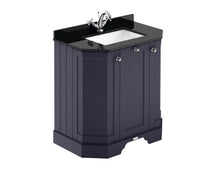 Hudson Reed Old London 750mm 3 - door Angled Unit & Marble Top 1th Trad Twilight Blue MDF Vinyl Textured Woodgrain 888x786x470mm - LOF318 - JJ Building Materials