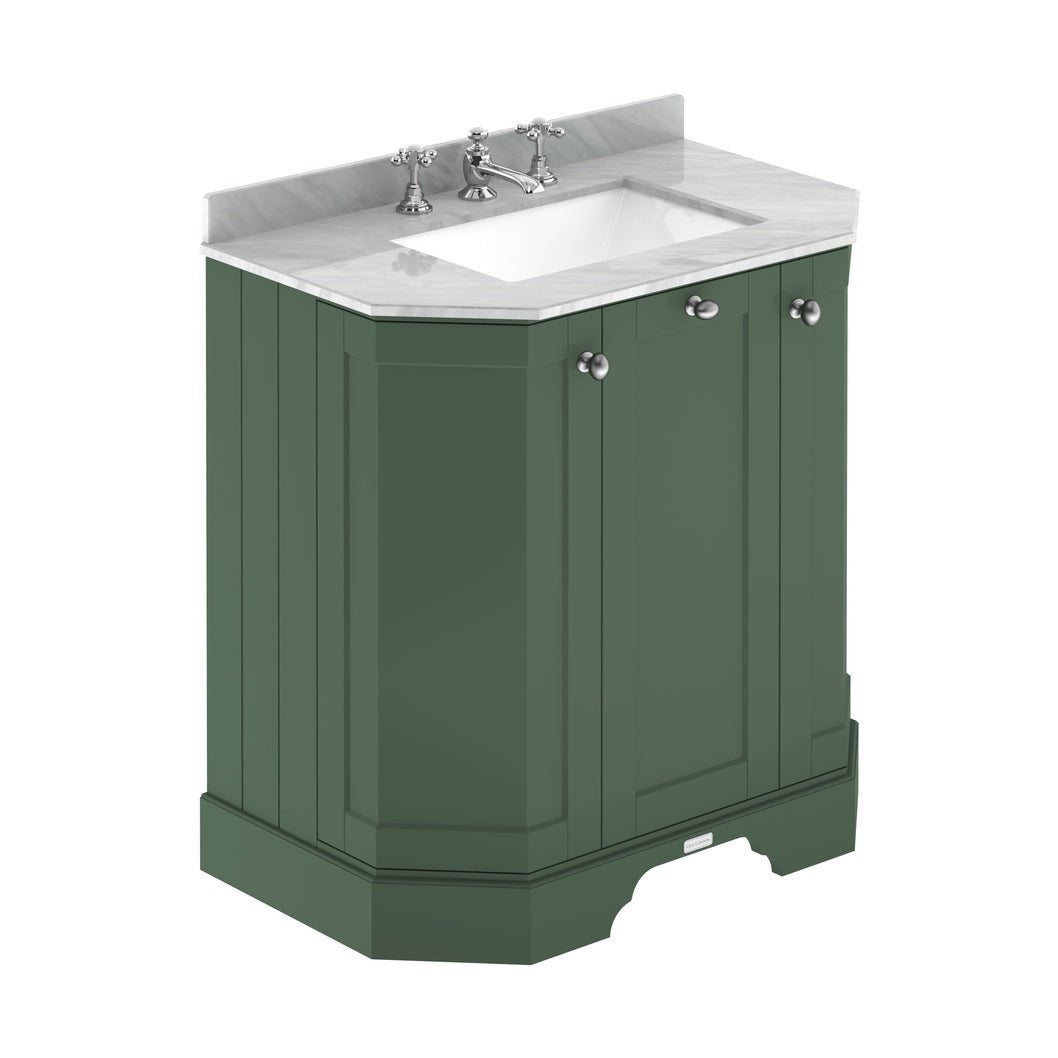 Hudson Reed Old London 750mm 3-door Angled Unit & Marble Top 3th Trad Hunter Green MDF Vinyl Smooth Matt 888x786x470mm - LOF813 - JJ Building Materials