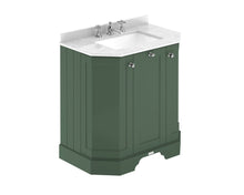 Hudson Reed Old London 750mm 3 - door Angled Unit & Marble Top 3th Trad Hunter Green MDF Vinyl Smooth Matt 888x786x470mm - LOF814 - JJ Building Materials